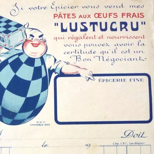 Détail d'une facture à en-tête Lustucru (Archives départementales de l'Isère)