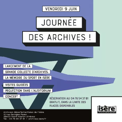 Détail de l'affiche de la journée internationale des Archives, le 9 juin 2023 aux Archives départementales de l'Isère