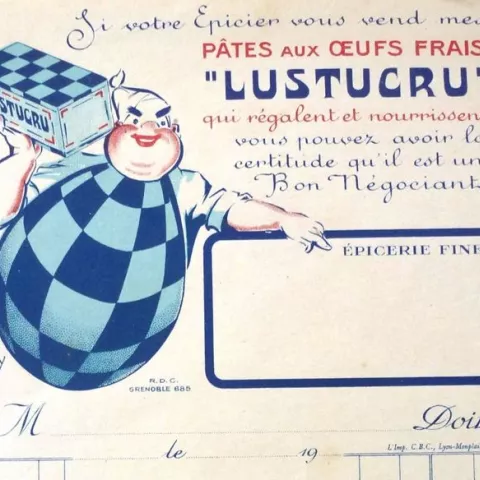 Détail d'une facture à en-tête Lustucru (Archives départementales de l'Isère)