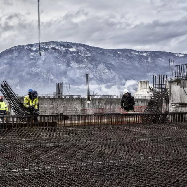 Photographie de Bernard Ciancia prise sur le chantier du nouveau bâtiment des Archives départementales de l'Isère inauguré en 2021. © Bernard Ciancia