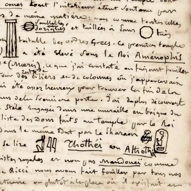 Détail d'un volume de correspondance des frères Champollion © Archives départementales de l'Isère