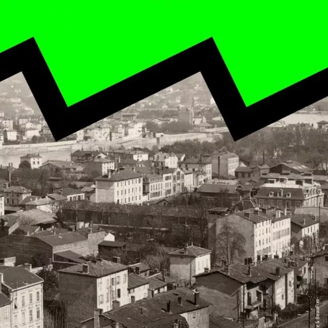 Métamorphoses urbaines Carte postale en noir et blanc du quartier de l'Isle à Vienne