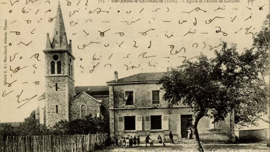 9FI1172_recto Recto d'une carte postale d'Estrablin cotée 9Fi1172 et conservée aux Archives départementales de l'Isère.