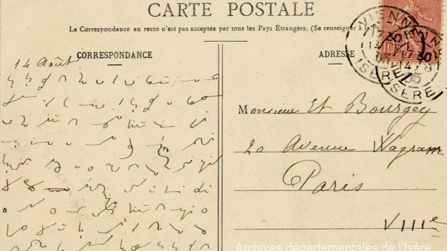 9fi5270_verso verso d'une carte postale cotée 9FI5270 et conservée aux Archives départementales de l'Isère.