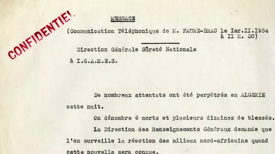 Extrait d'une communication entre la direction générale de la sûreté générale et la préfecture de l'Isère cotée 2696W51 © Archives départementales de l'Isère