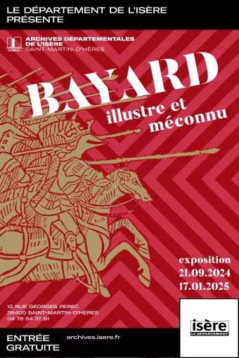 Affiche de l'exposition Bayard illustre et méconnu. Jusqu'au 17 janvier 2025 © Archives départementales de l'Isère